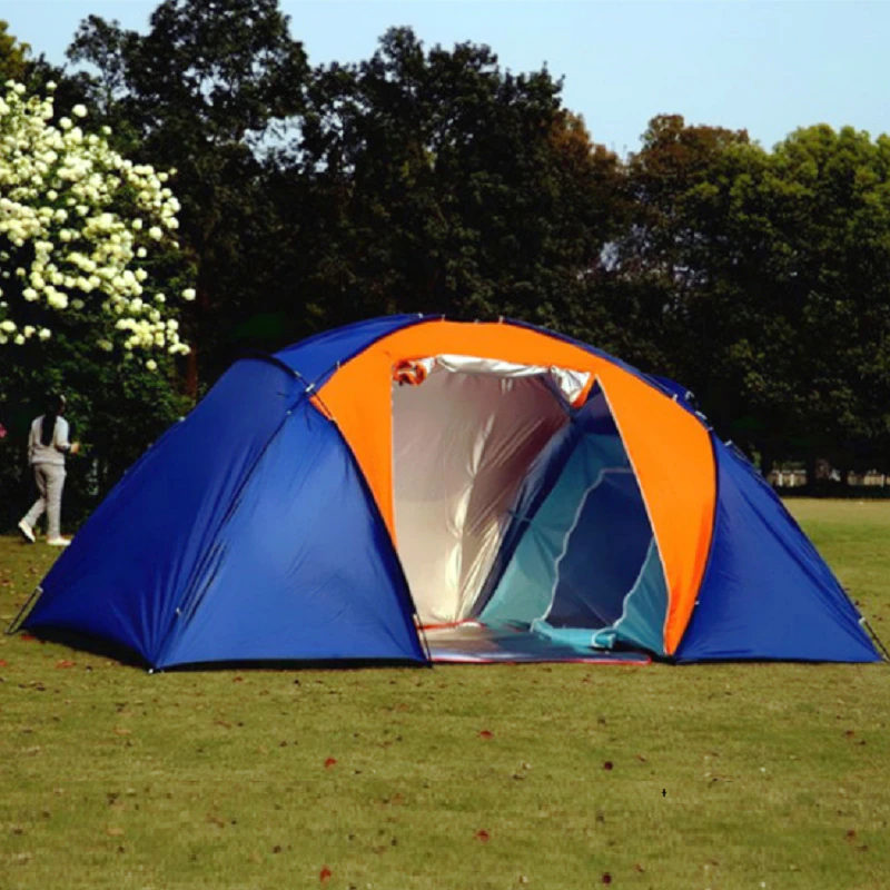 Cheap Goat Tents Double Layer Waterproof Two Bedrooms Outdoor Camping Tent For 4 6 Person Hiking Fishing Hunting Familiy Party Tent 3 Colors Tents 